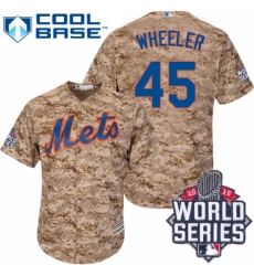 Men's Majestic New York Mets #45 Zack Wheeler Replica Camo Alternate Cool Base 2015 World Series MLB Jersey