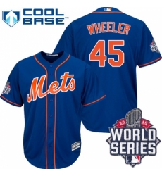 Men's Majestic New York Mets #45 Zack Wheeler Replica Royal Blue Alternate Home Cool Base 2015 World Series MLB Jersey