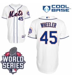 Men's Majestic New York Mets #45 Zack Wheeler Replica White Alternate Cool Base 2015 World Series MLB Jersey