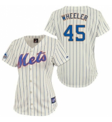 Women's Majestic New York Mets #45 Zack Wheeler Replica Cream/Blue Strip MLB Jersey