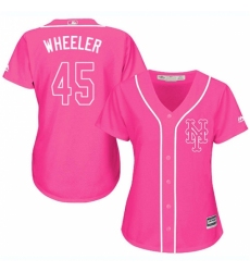 Women's Majestic New York Mets #45 Zack Wheeler Replica Pink Fashion Cool Base MLB Jersey