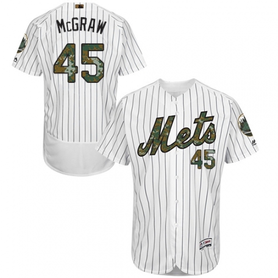 Men's Majestic New York Mets #45 Tug McGraw Authentic White 2016 Memorial Day Fashion Flex Base MLB Jersey Men's Majestic New York Mets #45 Tug McGraw Authentic White 2016 Memorial Day Fashion Flex Base MLB Jersey