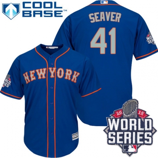 Men's Majestic New York Mets #41 Tom Seaver Authentic Royal Blue Alternate Road Cool Base 2015 World Series MLB Jersey Men's Majestic New York Mets #41 Tom Seaver Authentic Royal Blue Alternate Road Cool Base 2015 World Series MLB Jersey