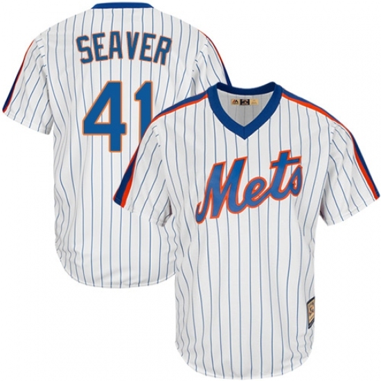 Men's Majestic New York Mets #41 Tom Seaver Authentic White Cooperstown MLB Jersey Men's Majestic New York Mets #41 Tom Seaver Authentic White Cooperstown MLB Jersey