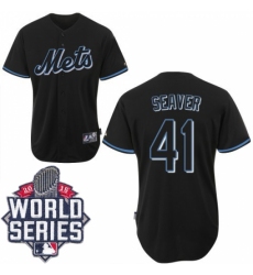 Men's Majestic New York Mets #41 Tom Seaver Replica Black Fashion 2015 World Series MLB Jersey Men's Majestic New York Mets #41 Tom Seaver Replica Black Fashion 2015 World Series MLB Jersey