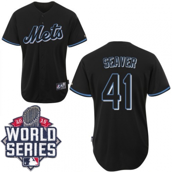Men's Majestic New York Mets #41 Tom Seaver Replica Black Fashion 2015 World Series MLB Jersey Men's Majestic New York Mets #41 Tom Seaver Replica Black Fashion 2015 World Series MLB Jersey