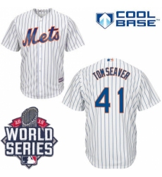 Men's Majestic New York Mets #41 Tom Seaver Replica White Home Cool Base 2015 World Series MLB Jersey Men's Majestic New York Mets #41 Tom Seaver Replica White Home Cool Base 2015 World Series MLB Jersey