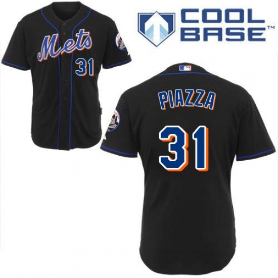 Men's Majestic New York Mets #31 Mike Piazza Replica Black Cool Base MLB Jersey Men's Majestic New York Mets #31 Mike Piazza Replica Black Cool Base MLB Jersey
