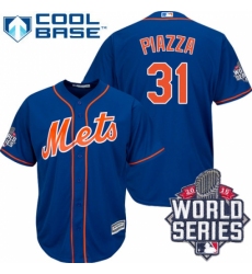 Men's Majestic New York Mets #31 Mike Piazza Replica Royal Blue Alternate Home Cool Base 2015 World Series MLB Jersey Men's Majestic New York Mets #31 Mike Piazza Replica Royal Blue Alternate Home Cool Base 2015 World Series MLB Jersey