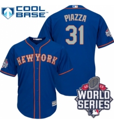 Men's Majestic New York Mets #31 Mike Piazza Replica Royal Blue Alternate Road Cool Base 2015 World Series MLB Jersey Men's Majestic New York Mets #31 Mike Piazza Replica Royal Blue Alternate Road Cool Base 2015 World Series MLB Jersey