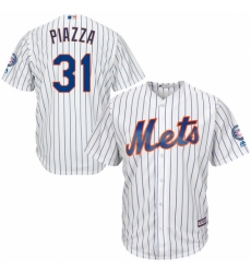 Men's Majestic New York Mets #31 Mike Piazza Replica White Home 2016 Hall Of Fame Sleeve Patch Cool Base MLB Jersey Men's Majestic New York Mets #31 Mike Piazza Replica White Home 2016 Hall Of Fame Sleeve Patch Cool Base MLB Jersey