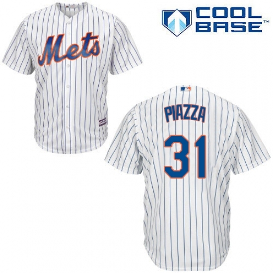 Men's Majestic New York Mets #31 Mike Piazza Replica White Home Cool Base MLB Jersey Men's Majestic New York Mets #31 Mike Piazza Replica White Home Cool Base MLB Jersey