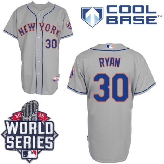 Men's Majestic New York Mets #30 Nolan Ryan Authentic Grey Road Cool Base 2015 World Series MLB Jersey Men's Majestic New York Mets #30 Nolan Ryan Authentic Grey Road Cool Base 2015 World Series MLB Jersey