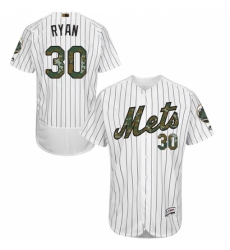 Men's Majestic New York Mets #30 Nolan Ryan Authentic White 2016 Memorial Day Fashion Flex Base MLB Jersey