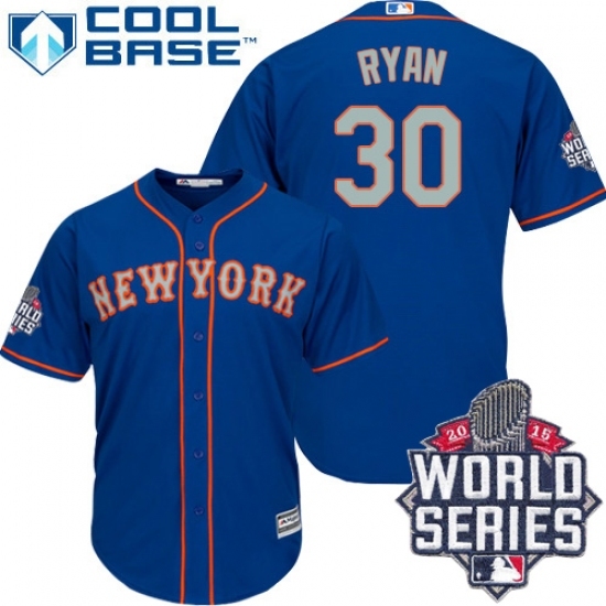 Men's Majestic New York Mets #30 Nolan Ryan Replica Royal Blue Alternate Road Cool Base 2015 World Series MLB Jersey Men's Majestic New York Mets #30 Nolan Ryan Replica Royal Blue Alternate Road Cool Base 2015 World Series MLB Jersey