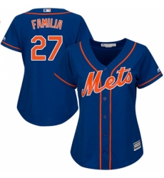 Women's Majestic New York Mets #27 Jeurys Familia Replica Royal Blue Alternate Home Cool Base MLB Jersey