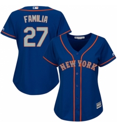 Women's Majestic New York Mets #27 Jeurys Familia Replica Royal Blue Alternate Road Cool Base MLB Jersey