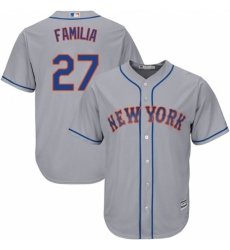 Youth Majestic New York Mets #27 Jeurys Familia Replica Grey Road Cool Base MLB Jersey