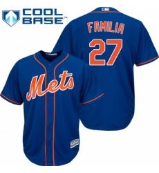 Youth Majestic New York Mets #27 Jeurys Familia Replica Royal Blue Alternate Home Cool Base MLB Jersey