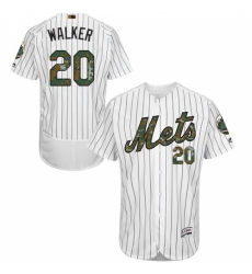 Men's Majestic New York Mets #20 Neil Walker Authentic White 2016 Memorial Day Fashion Flex Base MLB Jersey