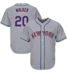 Youth Majestic New York Mets #20 Neil Walker Replica Grey Road Cool Base MLB Jersey