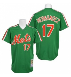 Men's Mitchell and Ness New York Mets #17 Keith Hernandez Authentic Green Throwback MLB Jersey