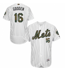 Men's Majestic New York Mets #16 Dwight Gooden Authentic White 2016 Memorial Day Fashion Flex Base MLB Jersey