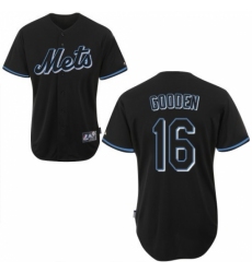 Men's Majestic New York Mets #16 Dwight Gooden Replica Black Fashion MLB Jersey