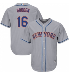 Men's Majestic New York Mets #16 Dwight Gooden Replica Grey Road Cool Base MLB Jersey