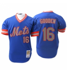 Men's Mitchell and Ness New York Mets #16 Dwight Gooden Authentic Blue 1983 Throwback MLB Jersey