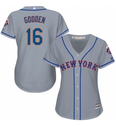 Women's Majestic New York Mets #16 Dwight Gooden Replica Grey Road Cool Base MLB Jersey