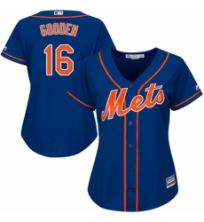 Women's Majestic New York Mets #16 Dwight Gooden Replica Royal Blue Alternate Home Cool Base MLB Jersey