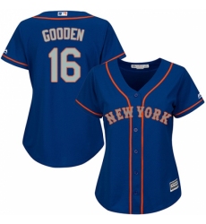 Women's Majestic New York Mets #16 Dwight Gooden Replica Royal Blue Alternate Road Cool Base MLB Jersey