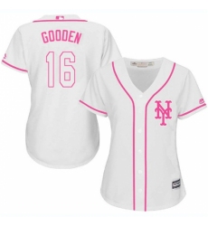 Women's Majestic New York Mets #16 Dwight Gooden Replica White Fashion Cool Base MLB Jersey