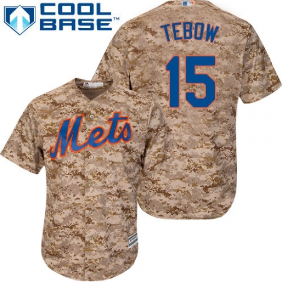 Men's Majestic New York Mets #15 Tim Tebow Replica Camo Alternate Cool Base MLB Jersey Men's Majestic New York Mets #15 Tim Tebow Replica Camo Alternate Cool Base MLB Jersey