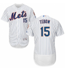 Men's Majestic New York Mets #15 Tim Tebow White Flexbase Authentic Collection MLB Jersey Men's Majestic New York Mets #15 Tim Tebow White Flexbase Authentic Collection MLB Jersey
