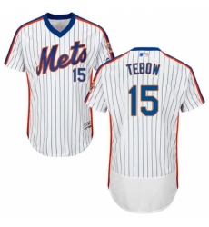 Men's Majestic New York Mets #15 Tim Tebow White/Royal Flexbase Authentic Collection MLB Jersey