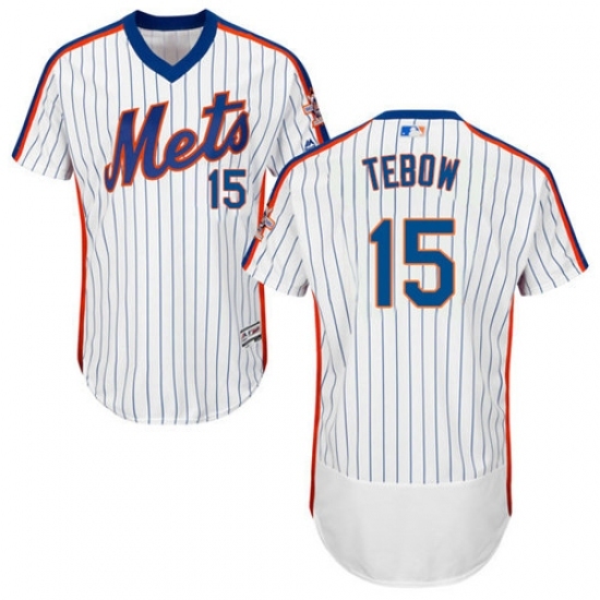 Men's Majestic New York Mets #15 Tim Tebow White/Royal Flexbase Authentic Collection MLB Jersey Men's Majestic New York Mets #15 Tim Tebow White/Royal Flexbase Authentic Collection MLB Jersey