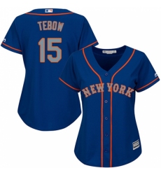 Women's Majestic New York Mets #15 Tim Tebow Replica Royal Blue Alternate Road Cool Base MLB Jersey Women's Majestic New York Mets #15 Tim Tebow Replica Royal Blue Alternate Road Cool Base MLB Jersey