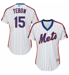 Women's Majestic New York Mets #15 Tim Tebow Replica White Alternate Cool Base MLB Jersey