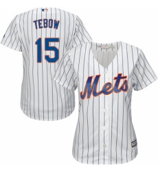Women's Majestic New York Mets #15 Tim Tebow Replica White Home Cool Base MLB Jersey
