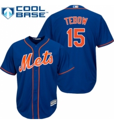 Youth Majestic New York Mets #15 Tim Tebow Replica Royal Blue Alternate Home Cool Base MLB Jersey