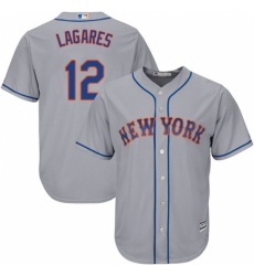 Men's Majestic New York Mets #12 Juan Lagares Replica Grey Road Cool Base MLB Jersey