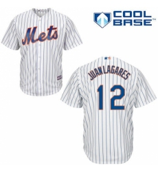 Men's Majestic New York Mets #12 Juan Lagares Replica White Home Cool Base MLB Jersey