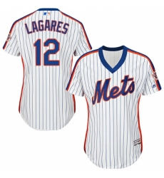 Women's Majestic New York Mets #12 Juan Lagares Authentic White Alternate Cool Base MLB Jersey