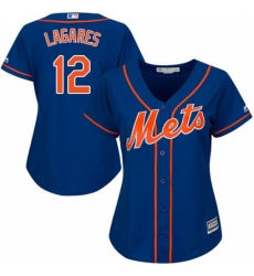 Women's Majestic New York Mets #12 Juan Lagares Replica Royal Blue Alternate Home Cool Base MLB Jersey