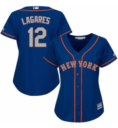 Women's Majestic New York Mets #12 Juan Lagares Replica Royal Blue Alternate Road Cool Base MLB Jersey