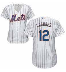 Women's Majestic New York Mets #12 Juan Lagares Replica White Home Cool Base MLB Jersey