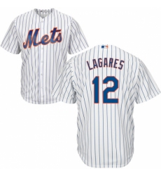 Youth Majestic New York Mets #12 Juan Lagares Authentic White Home Cool Base MLB Jersey