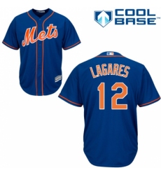 Youth Majestic New York Mets #12 Juan Lagares Replica Royal Blue Alternate Home Cool Base MLB Jersey